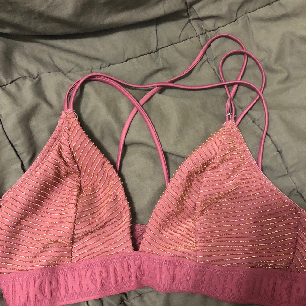 Victoria’s Secret Pink glitter striped sparkle bra